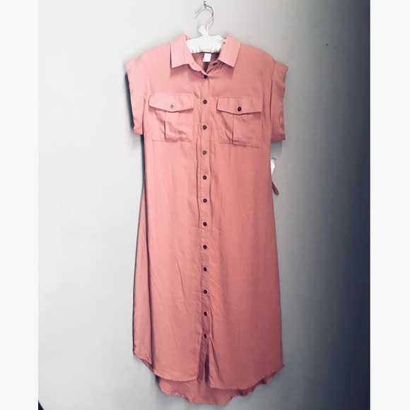 Pink button up dress Clearance